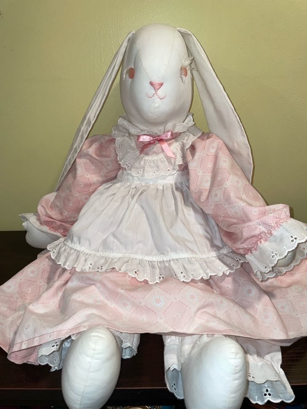 Pink and White Bunny Plush Stuffed Toy